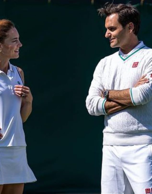 Kate Middleton se luce jugando tenis con Roger Federer