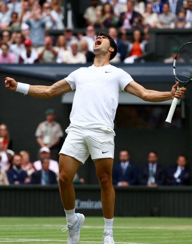 Así celebró Carlos Alcaraz su victoria en Wimbledon