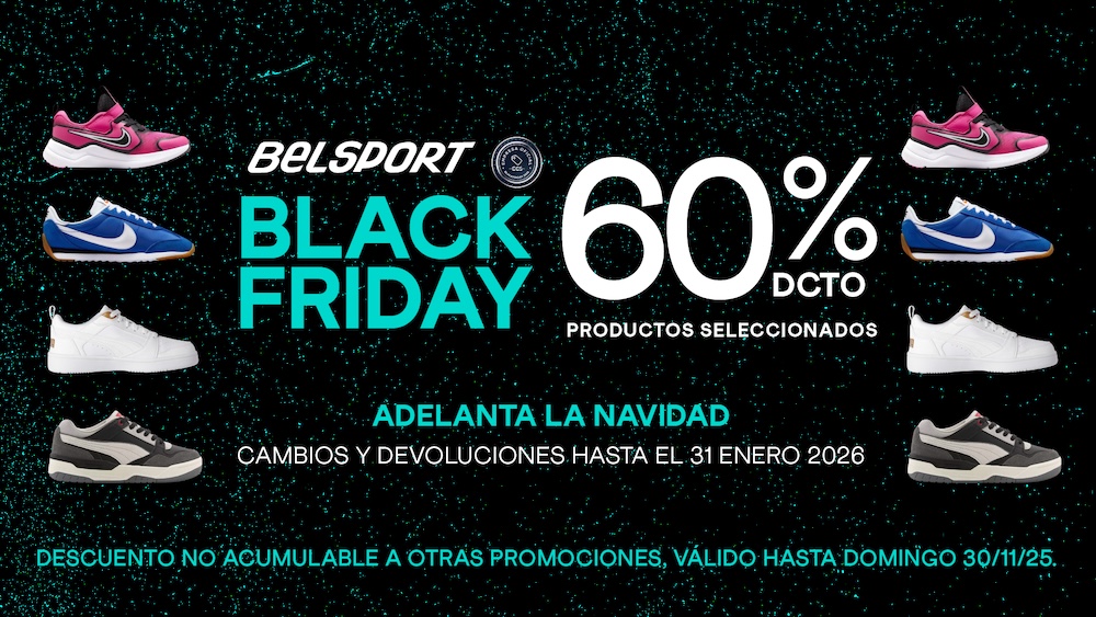Hasta un 60% de descuento en zapatillas e implementos deportivos en Black Friday Belsport
