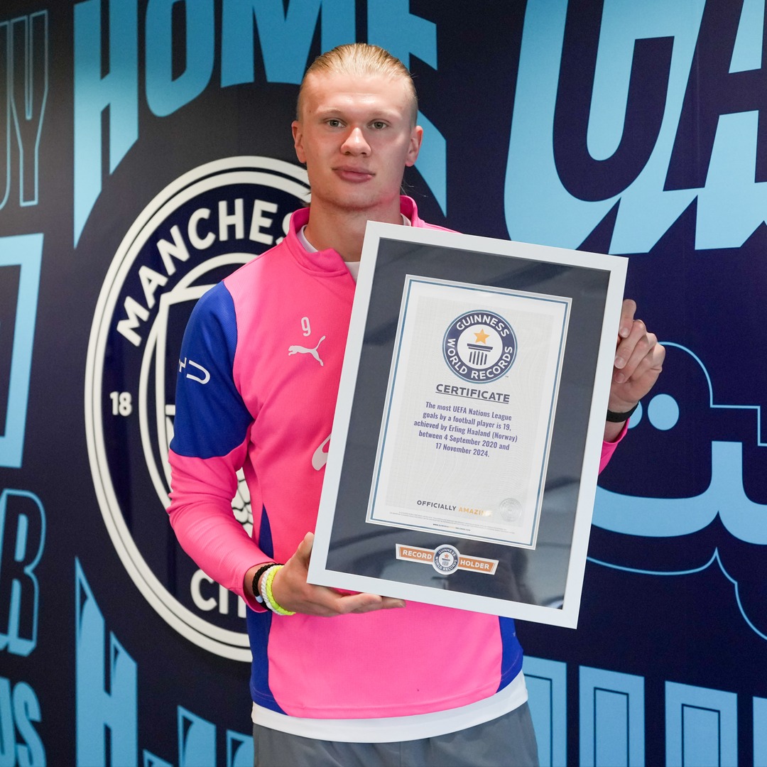 Haaland hace historia con cuatro récords Guinness